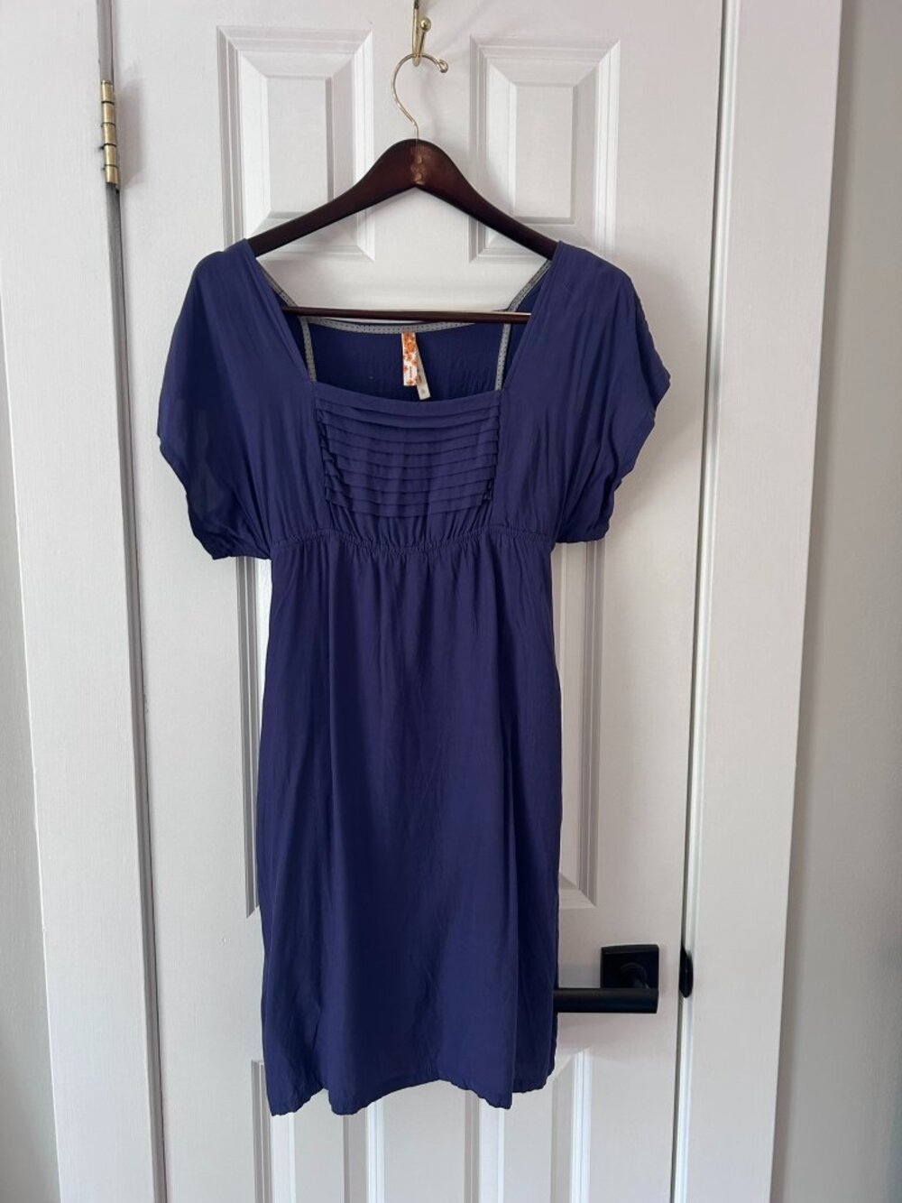 Maeve Anthropologie Periwinkle Pintuck Bib Empire Dress Flutter Sleeve Sz S